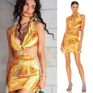 Farai London Gaia Mini Dress Canary Yellow Small